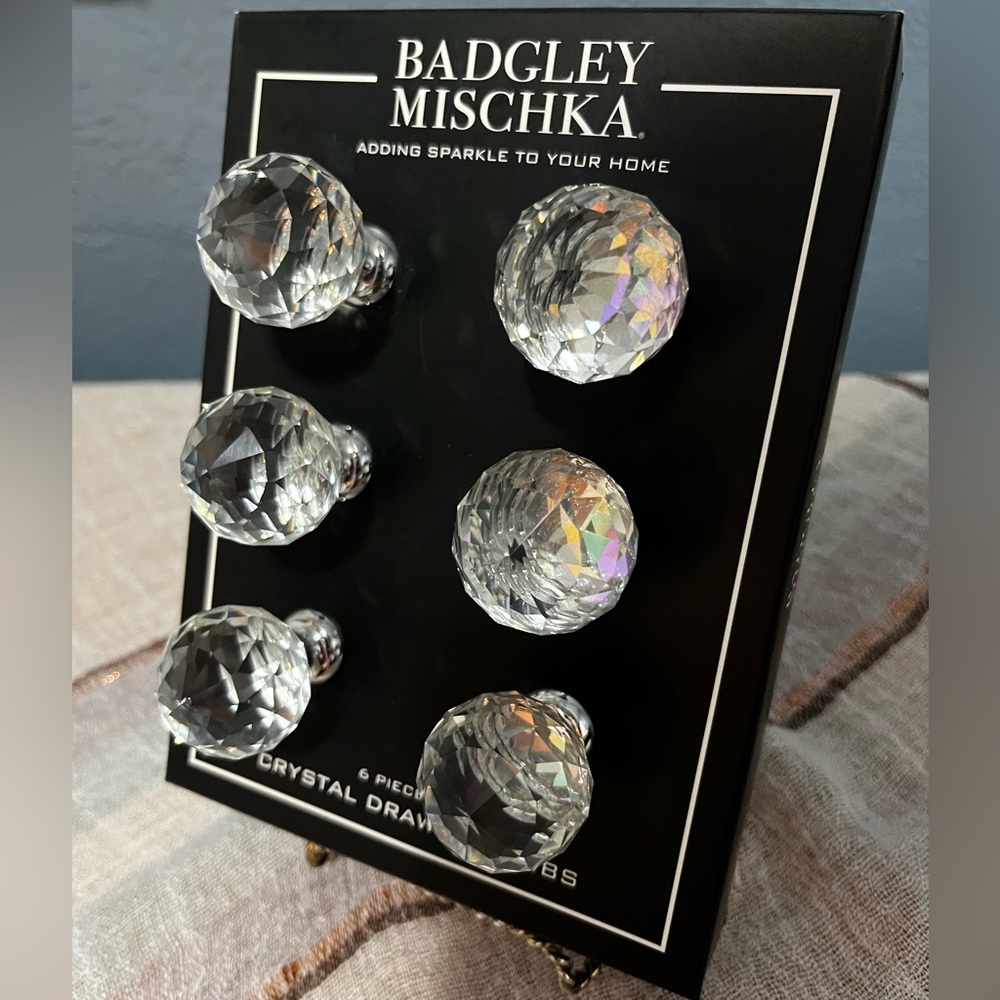 6 Badgley Mischka Crystal Drawer Knobs
